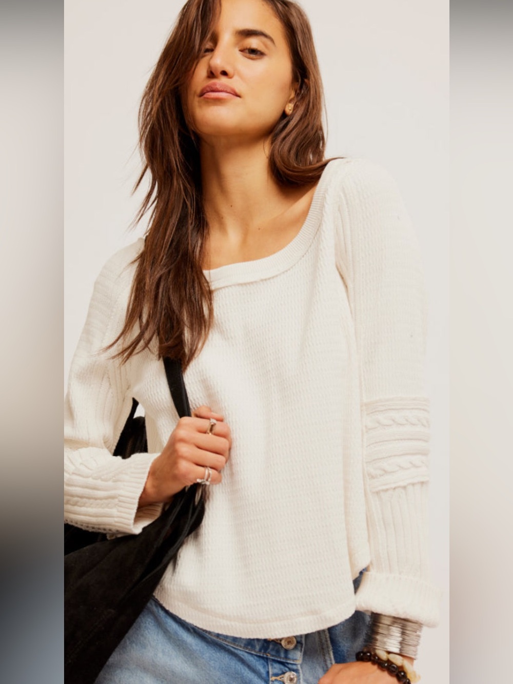 FREE PEOPLE SWINGING CABLE CUFF TOP sz M
